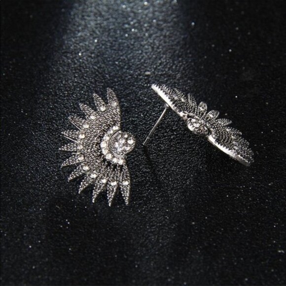 Retro Sunburst Deco Earings - Picture 1 of 4